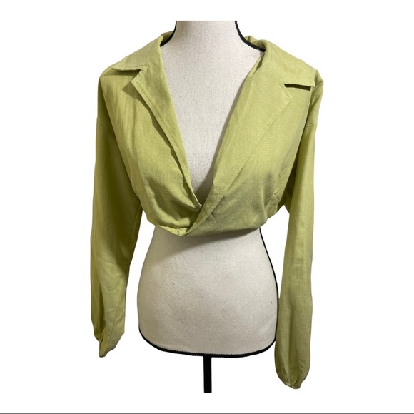 Lelis womens wrap style long sleeve crop shirts light green set size small - Picture 9 of 12